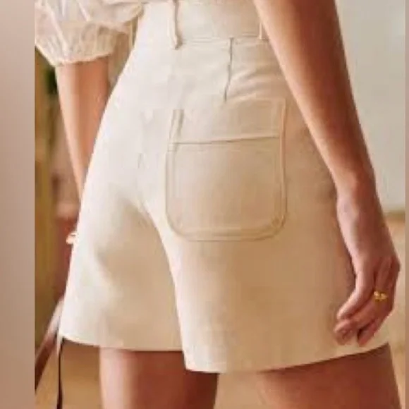 Sezane Alberello Ecru Shorts FR 42 Size 10  New - Picture 3 of 12